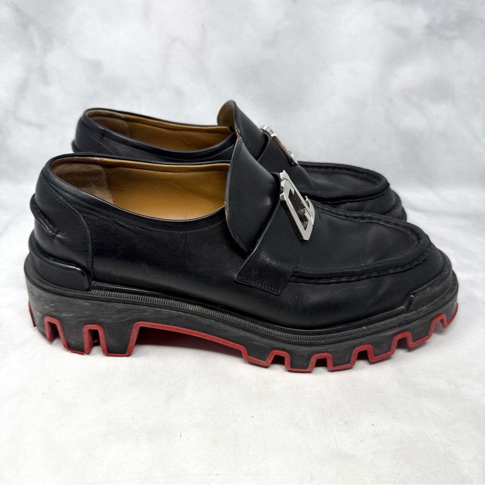 Christian Louboutin CL Moc Dune Chunky Leather Platform Loafer Shoes Grunge 44